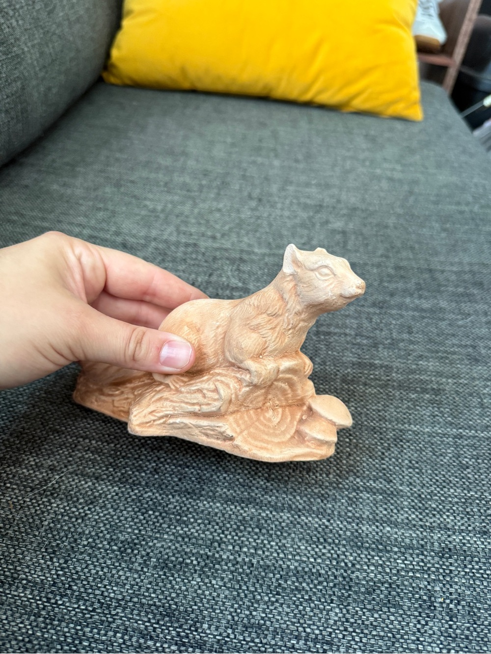 Handcrafted Terra Cotta Squirrel Figurine - Natural Tan FERRASTONE